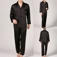 thumbnail image 1 of Man Nightgown Clearance Men Solid Casual Long Sleeve Pajama Trousers With Pockets Button Closure Pajama Set, 1 of 5