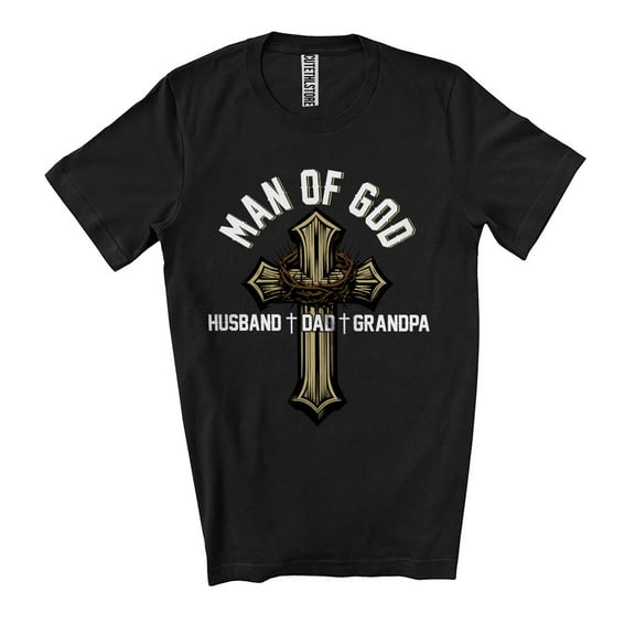 Man Of God Husband Dad Grandpa; Awesome Father's Day Cross; Dad Family Group Unisex T-Shirt