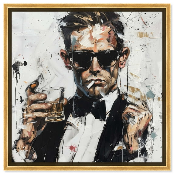 Man Of Style Manly Inspirational Cowboy Canvas Wall Art by Notoriart, Gold Floater Frame, 12"x12"