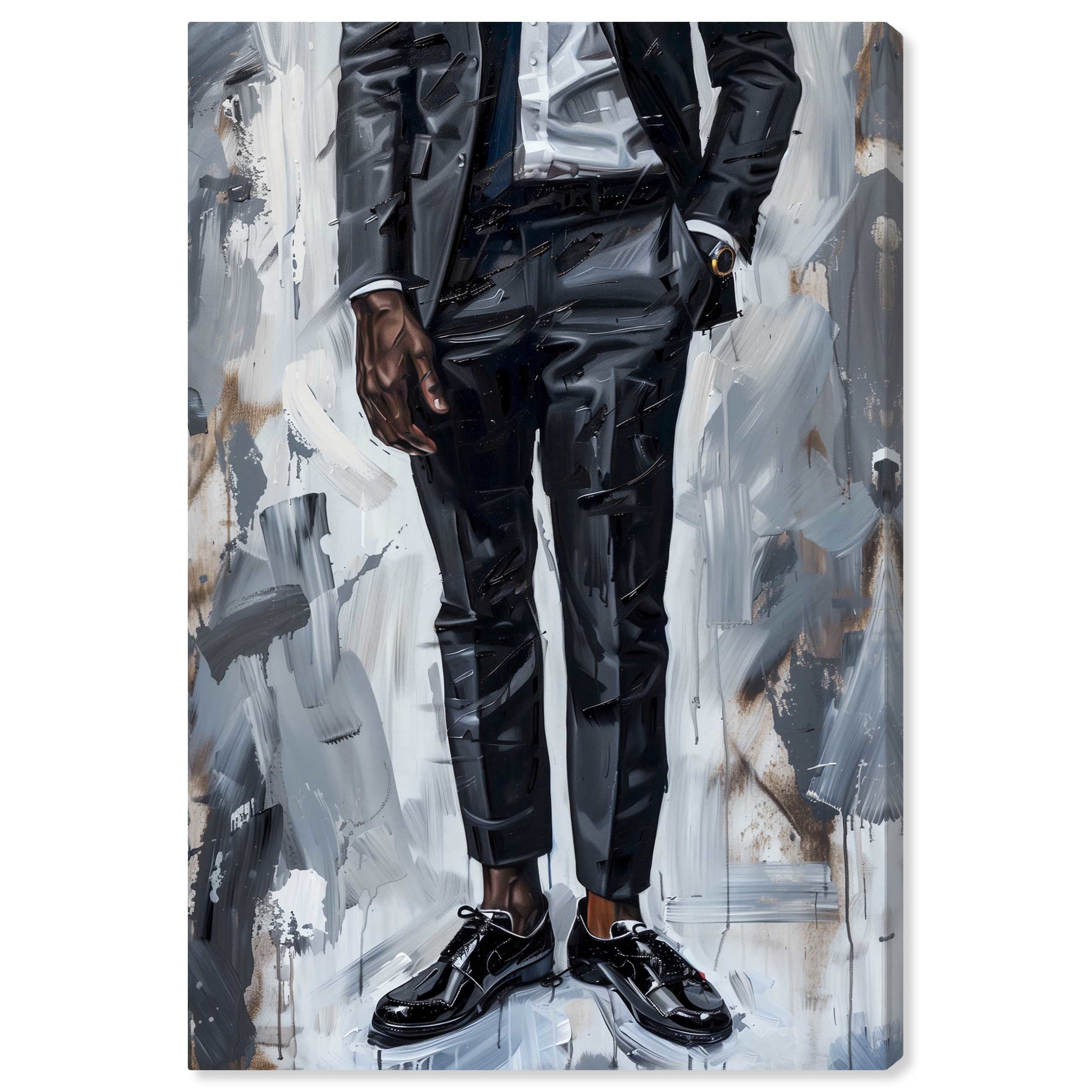 Man of Style Black and Gray Canvas Wall Art, 16" x 24"