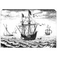 thumbnail image 1 of Man Of War C1565. Nman Of War With Three Small Boats. Line Engraving C1565 By Frans Huys After Peter Bruegel The, 1 of 1