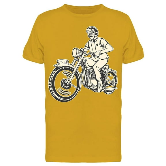 Man On A Vintage Motorcycle T-Shirt Men -Image by Shutterstock, Male x-Large