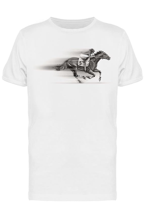 Man On Racing Horse T-Shirt Men -Image by Shutterstock, Male Large