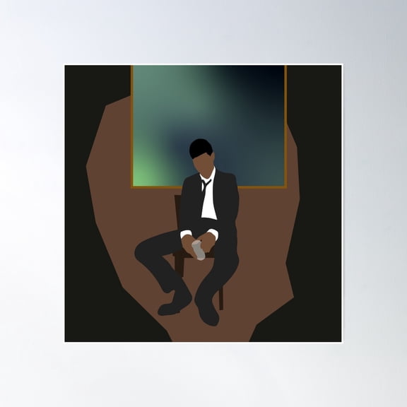 Man On The Moon 2 Minimal Album Cover Poster Wall Art, Modern Wall Decor, 30x30 UNFRAMED