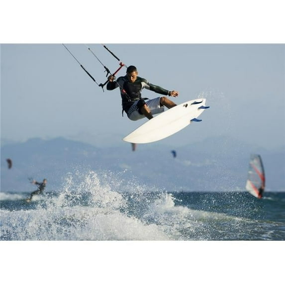 Man Parasurfing On Ocean Poster Print, Large - 34 x 22