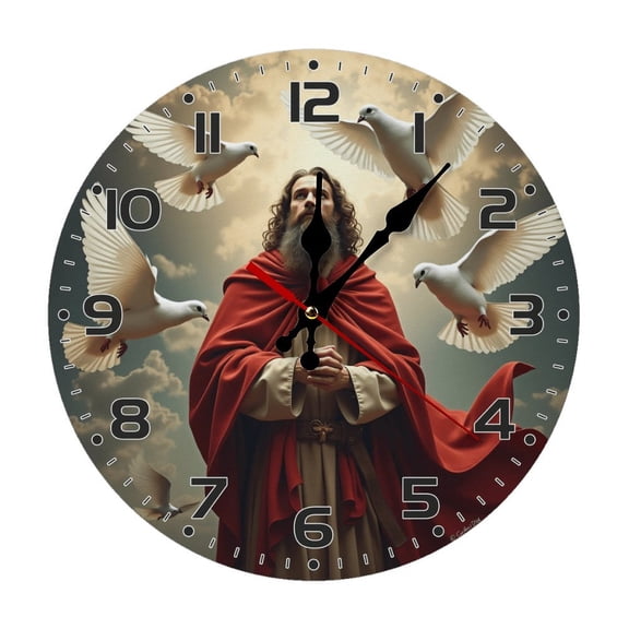 Man Pigeon Wall Clock 10 Inch Silent Non Ticking Round Clock Decoration for Living Room Kitchen Bedroom Bathroom Office Classroom
