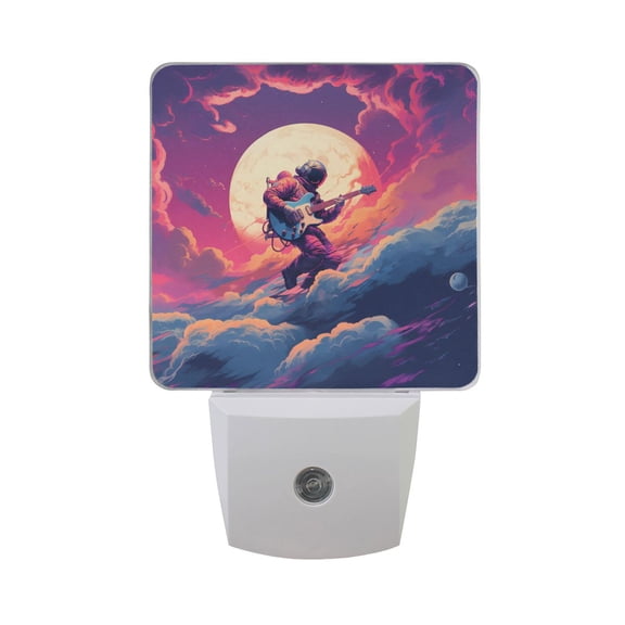 Man Play Guitar in Sky Night Light 2 Pack LED Nightlight Plug into Wall Dusk to Dawn Sensor Soft White