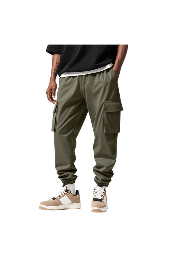 Man Pleated Plain Slim Tunic Trousers Pants for Man Wild Cargo Track Athletic Casual Stretchy Running Going Out Summer Fall Trousers Pants 2026 Clothes Trendy