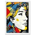 thumbnail image 1 of Man Portrait Halftone Patterns Comic Book Style Red Yellow Blue Circles Artwork Framed Wall Art Print A4, 1 of 4