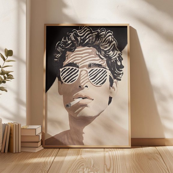 Man Portrait Retro Sunglasses Figure Wall Art Poster