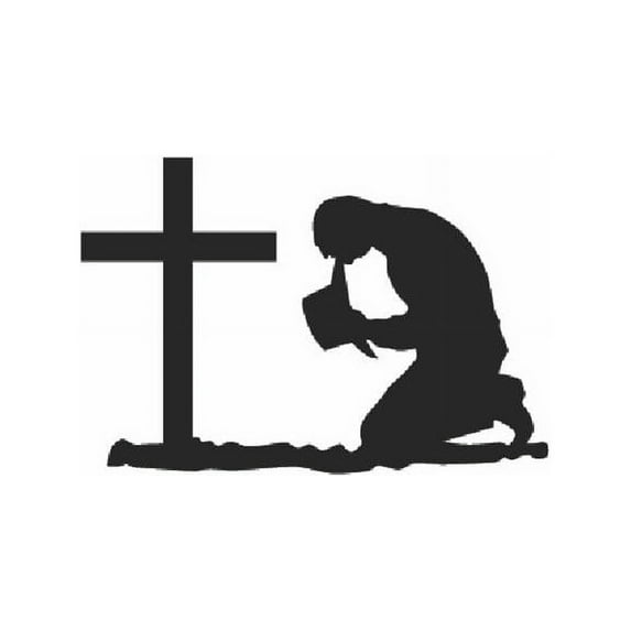 Man Praying With Cross Religion Religious Church God Christ Christ God Religious Pray Spiritual Holy Bible Christian Worship Decorating Ideas Girl Boy Wall Decal Sticker - Size: 13 Inch x 18 Inch