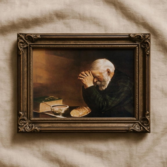 Man Praying Over Bread Wall Art By Eric Enstrom Grace Old Man Praying
