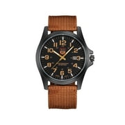 ROMANSA Man Quartz Wrist Watch Woven Nylon Male Watch Fashion Sports Wrist Watches Calendar Quartz Wrist Watch (Brown)