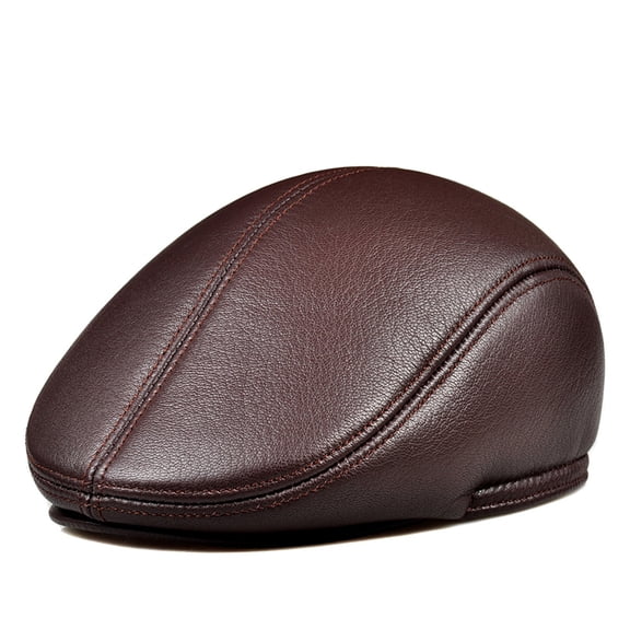 Man Real Leather Berets Cap Hat New Cow Leather Winter Warm Caps Hats ,Fashion