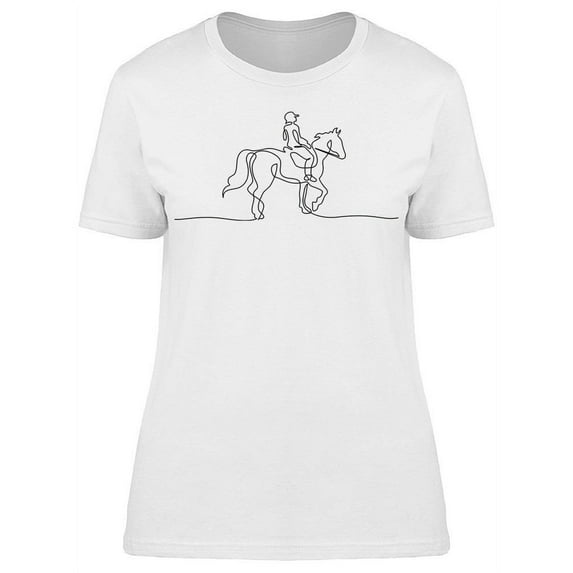 Man Riding A Horse, Hand Drawn T-Shirt Women -Image by Shutterstock, Female XX-Large