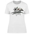 thumbnail image 1 of Man Riding A Horse, W/Flowers T-Shirt Women -Image by Shutterstock, Female Small, 1 of 2