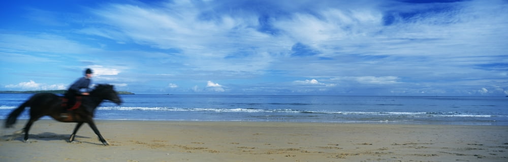 Man Riding A Pony On The Beach Portrush County Antrim Northern Ireland Canvas Art - The Irish Image Collection Design Pics (35 x 11)