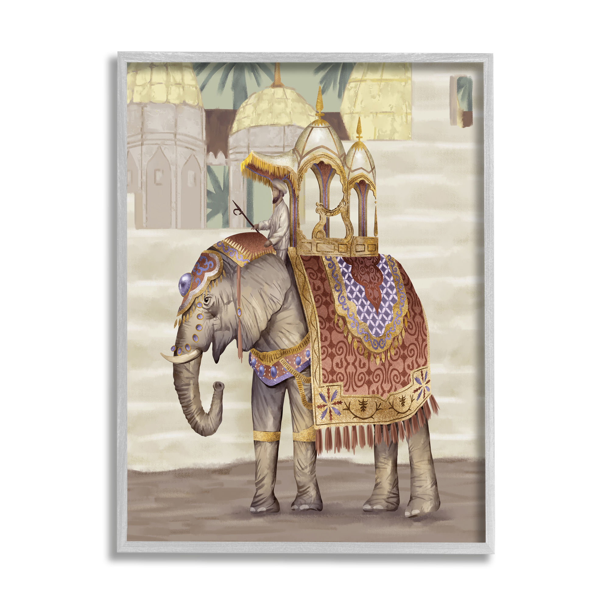 Stupell Industries Man Riding Elephant Islamic Inspired Architecture,11 x 14,Designed by Ziwei Li