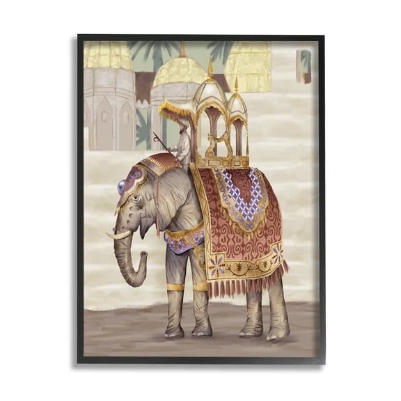 Stupell Industries Man Riding Elephant Islamic Inspired Architecture,24 x 30,Designed by Ziwei Li