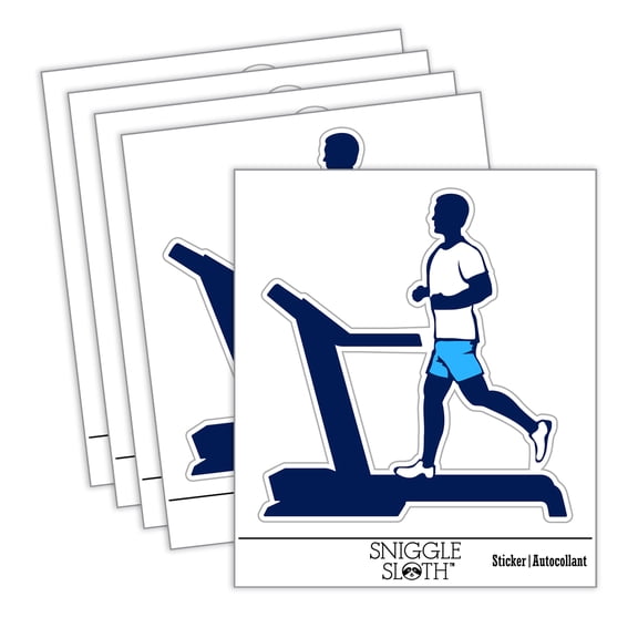 Man Running on Treadmill Cardio Workout Gym Car Window Bumper Water Bottle Phone Tablet Laptop Waterproof Vinyl Decal Sticker Set 5-Pack - Gloss Finish - 2.0"