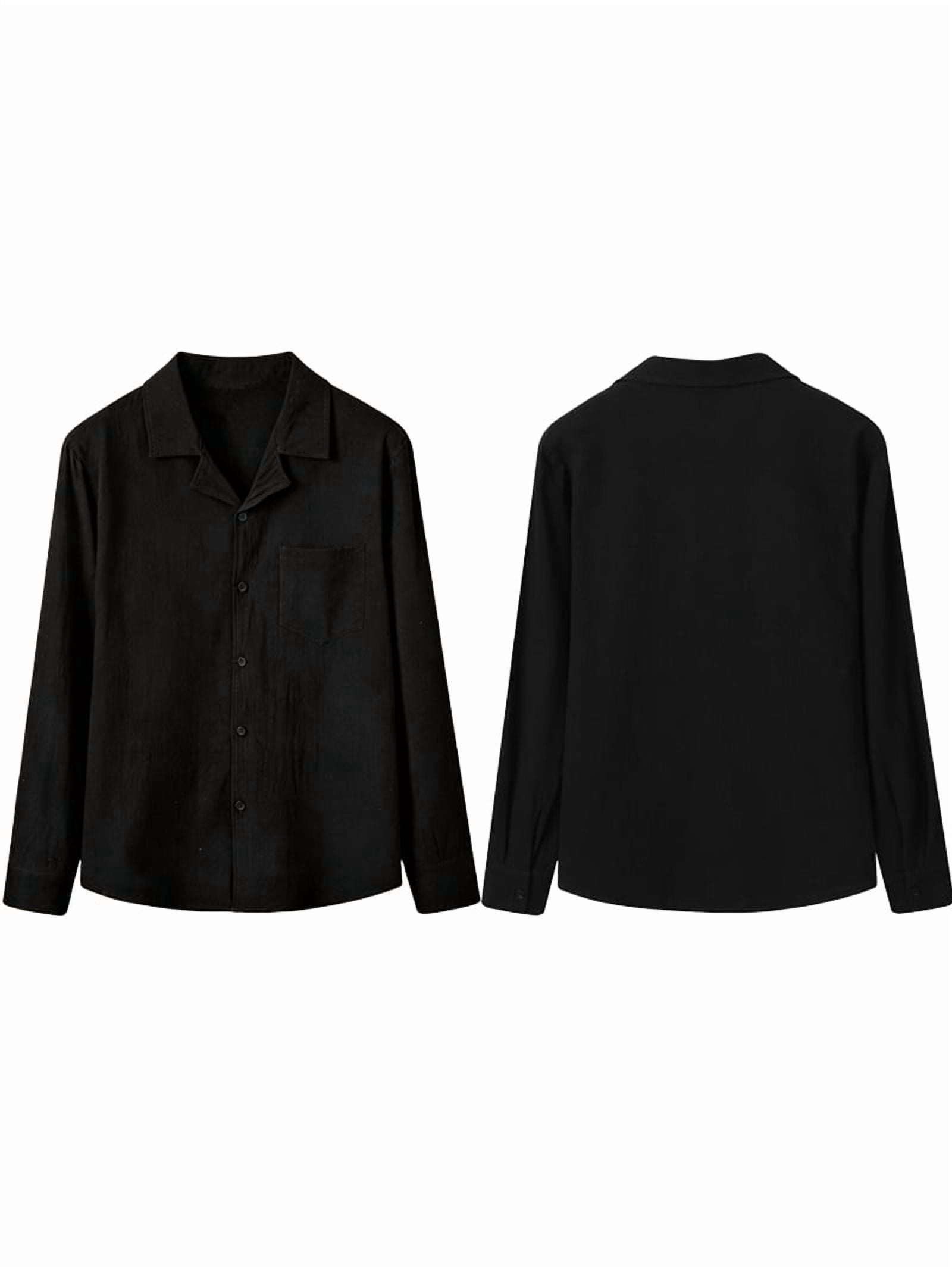 Man'S Camp Collar Button-Down Long Sleeve Shirt Black XXL - Walmart.com