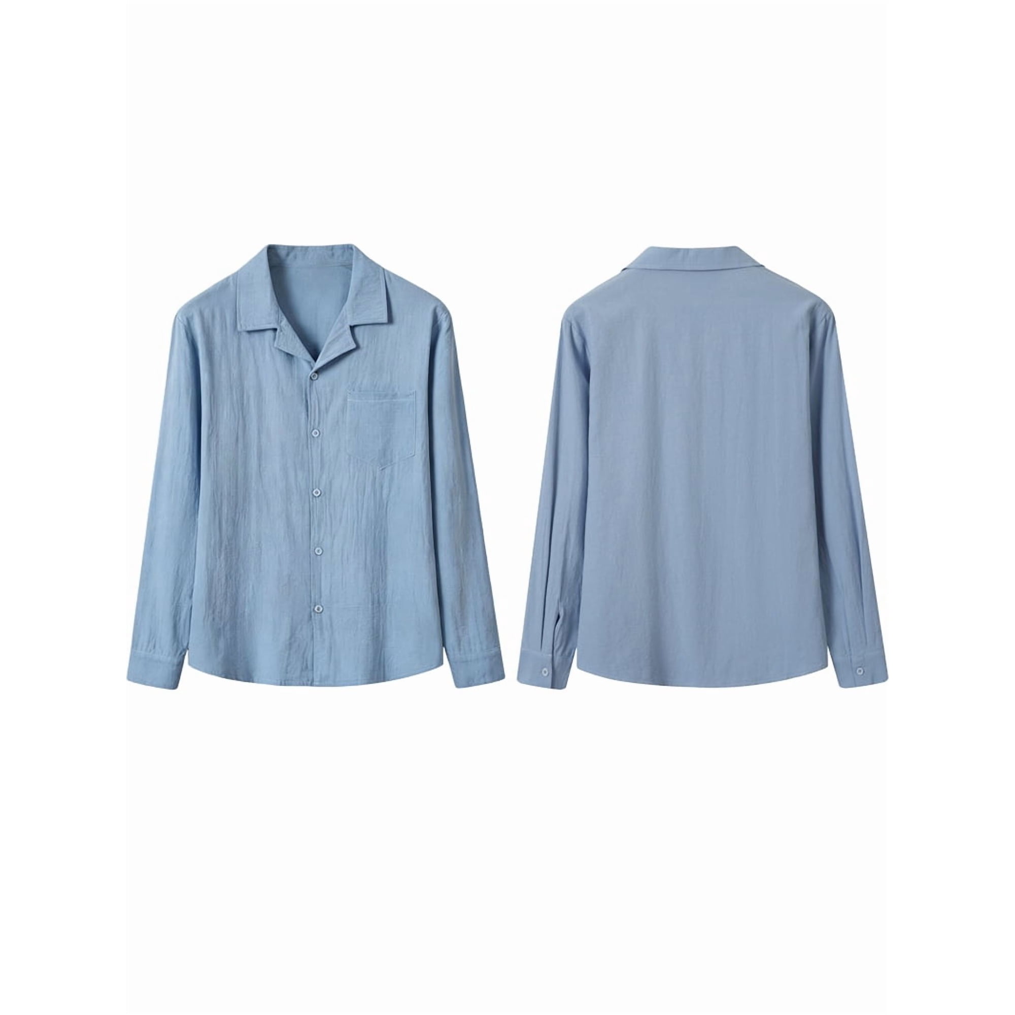 Man'S Camp Collar Button-Down Long Sleeve Shirt Light Blue S - Walmart.com