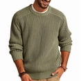 thumbnail image 1 of Man'S Crew Neck Chunky Knit Long Sleeve Pullover Sweater Light Green L, 1 of 9