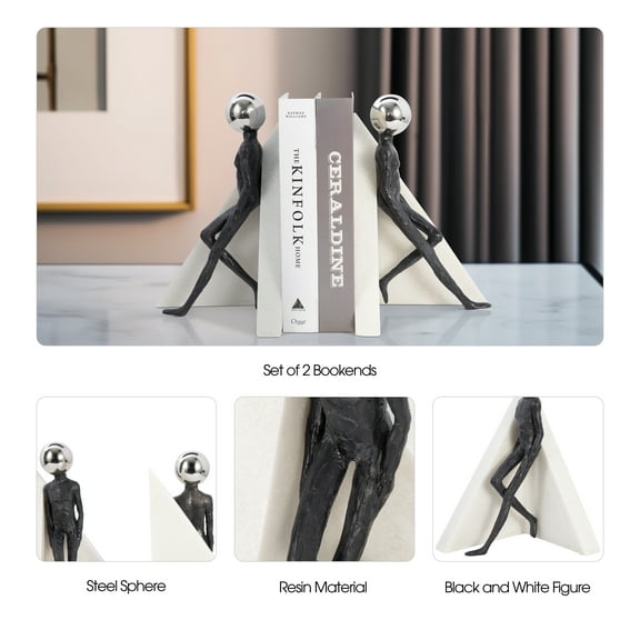 Man Sculptures Metal Book end Holder - Set of 2