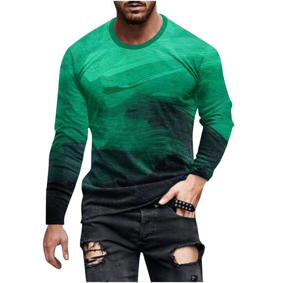 Man Shirts for Men Casual Long Sleeve Clearance Sweatshirts Casual Round Neck Long Sleeve Pullover Stripe Tops