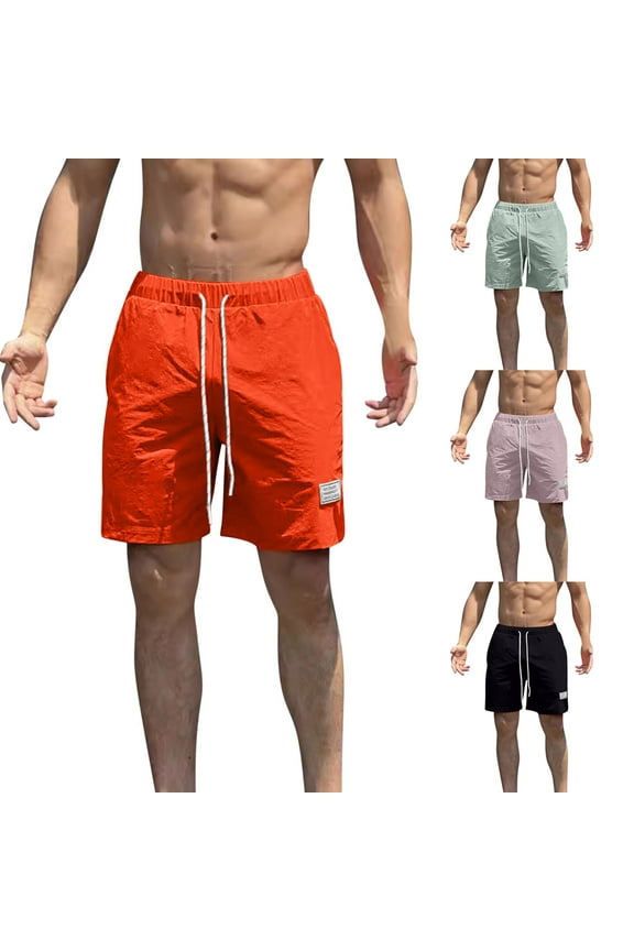 Man Shorts for Men Exercise Shorts for Men Mens Casual Shorts Men's Solid Color Nylon Sports Shorts Outdoor Versatile And Casual Five Quarter Pants Pink XL