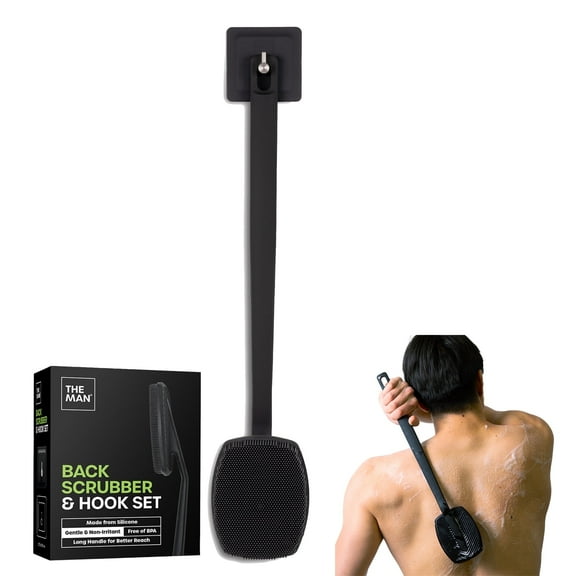 The Man Silicone Back Scrubber, Exfoliating Bath Brush with Hook