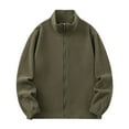 thumbnail image 1 of Man Solid Color Fleece Inner Lap Fleece Pockets Zipper Coat, 1 of 3