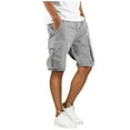thumbnail image 1 of Man Solid-Color Loose Casual Multi-Pocket Drawstring Workwear Half Shorts Pants Beach Pants Loose Elasticity Athletic Stretchy Workout Shorts Gifts, 1 of 5