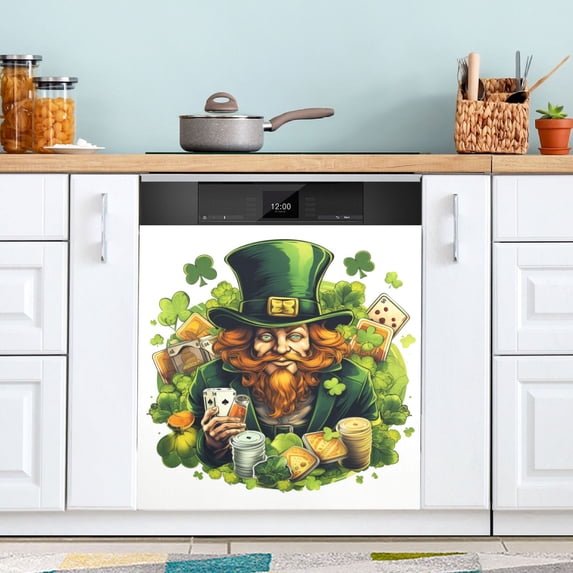 Man and St-patrick's Day Dishwasher Magnetic Covers Magnet Sticker Kitchen Decor Dishwasher Refrigerator Front Door Covers Decorative Magnetic 23" x 26"