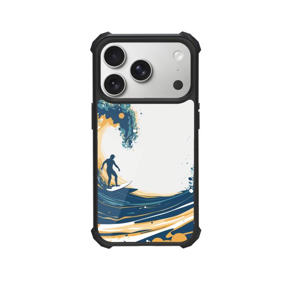 Man Surfing Shockproof Case For iPhone 12 13 14 15 16 Pro Max Series – TPU Bumper + Hard PC Back, Air-Cushion Corners