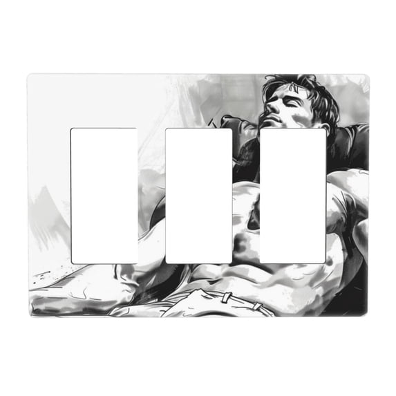 Man Switch Cover Decorative Wall Plate 3-Gang Screwless Standard Size