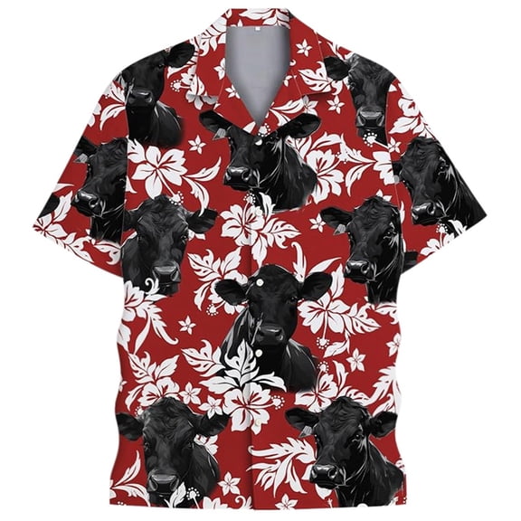 Man T-Shirts Print Long Sleeve Button Down Stylish Blouse Outdoor Mens Graphic T-Shirts,Watermelon Red,2XL