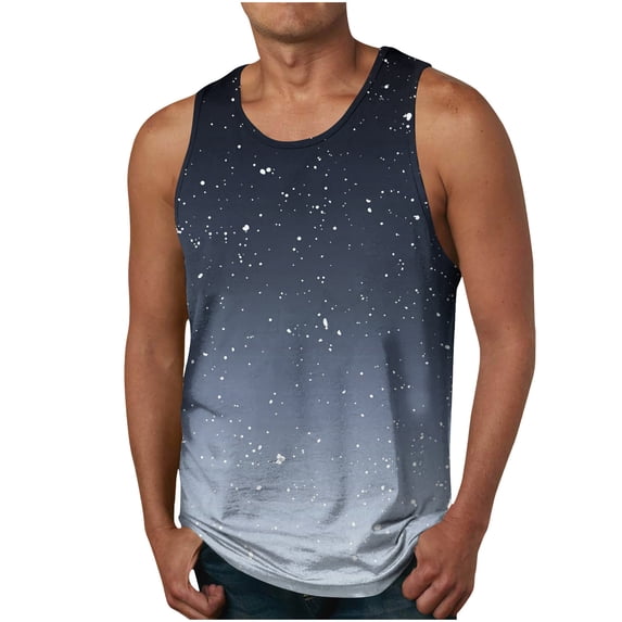 Man Tank Top Mens Tank Tops Undershirt Tank Top For Men Men's Print Tank Top Casual Sports Sleeveless Round Neck T-shirt Tank Top Black L