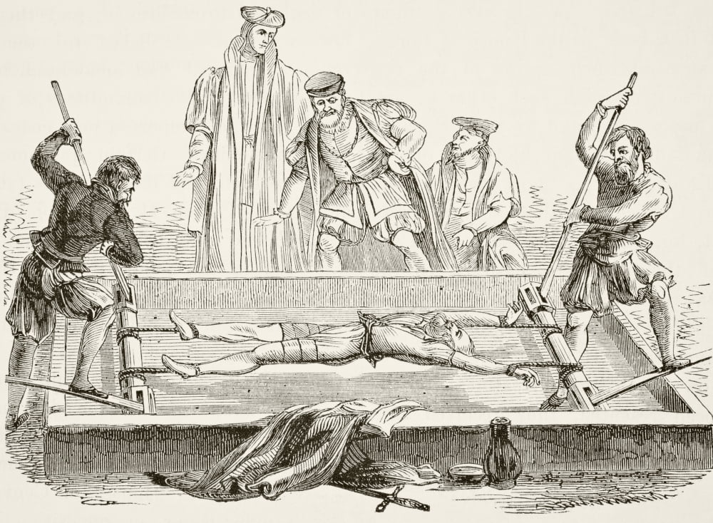Man Being Tortured On The Rack From The National And Domestic History Of England By William Aubrey Published London Circa 1890 Canvas Art - Ken Welsh Design Pics (34 x 24)