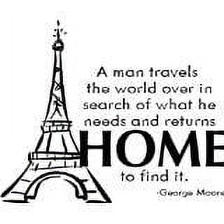 Man Travels The World Picture Art Living Room Peel & Stick Sticker - Vinyl Wall Decal