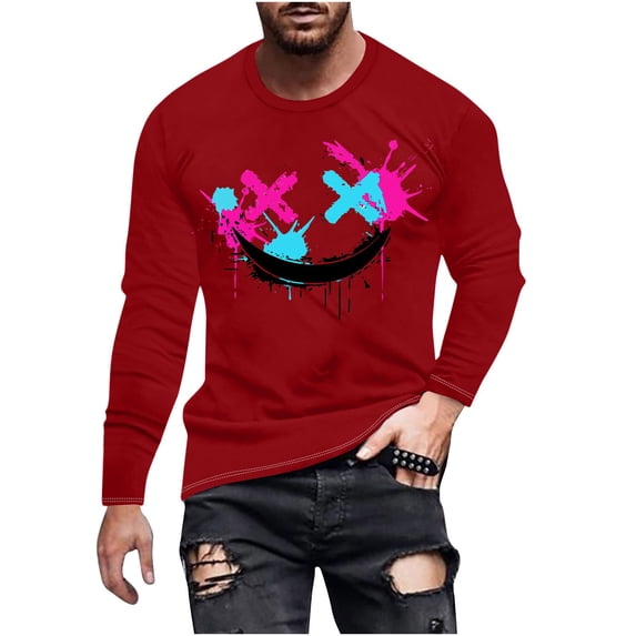 Man Tshirts Graphic Tee Tops for Mens Long Sleeve Boat Neck Spandex Fall Summer Tee Shirt 2026 Clothing Fashion Regular Fit Country Concert L