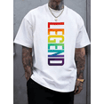 thumbnail image 1 of Man' Vertical Letter Graphic Print White T-Shirt Crew Neck Casual Cotton Tee, 1 of 6