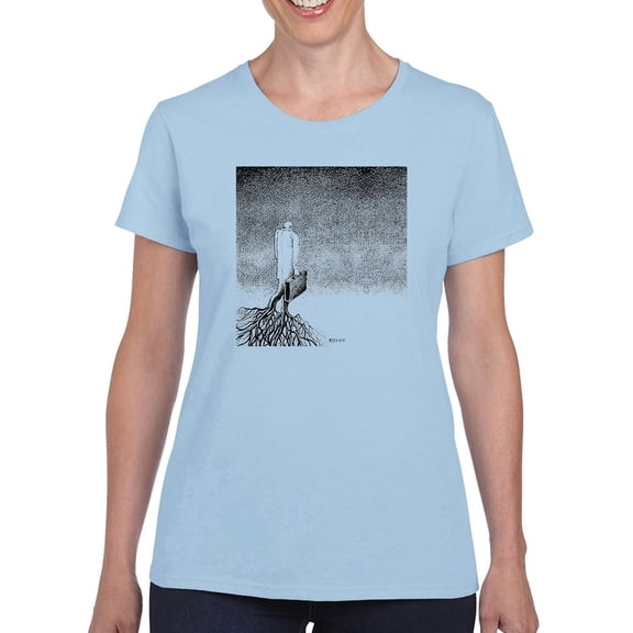 Man Walking With Roots T-Shirt Women -Mohsen Najafi Designs, Female Large