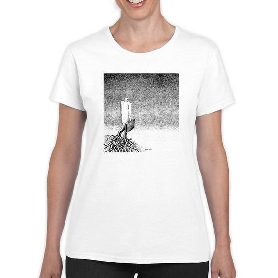 Man Walking With Roots T-Shirt Women -Mohsen Najafi Designs, Female Small