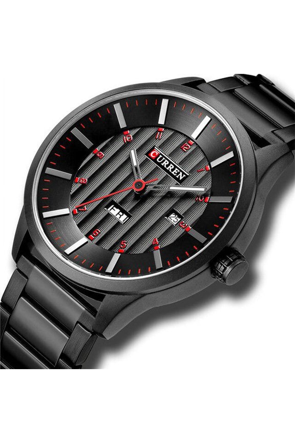 Man Watch Black Quartz Stainless Steel Wristwatch 2018luxury Brand Curren Casual Business Watches With Date And Week Window - Quartz Wristwatches