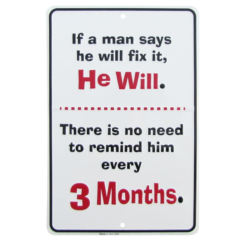 Man Will Fix It Funny Embossed Aluminum Sign Novelty Garage Shop Bar Wall Decor Man Will Fix It Funny Embossed Aluminum Sign Novelty Garage Shop Bar Wall Decor
