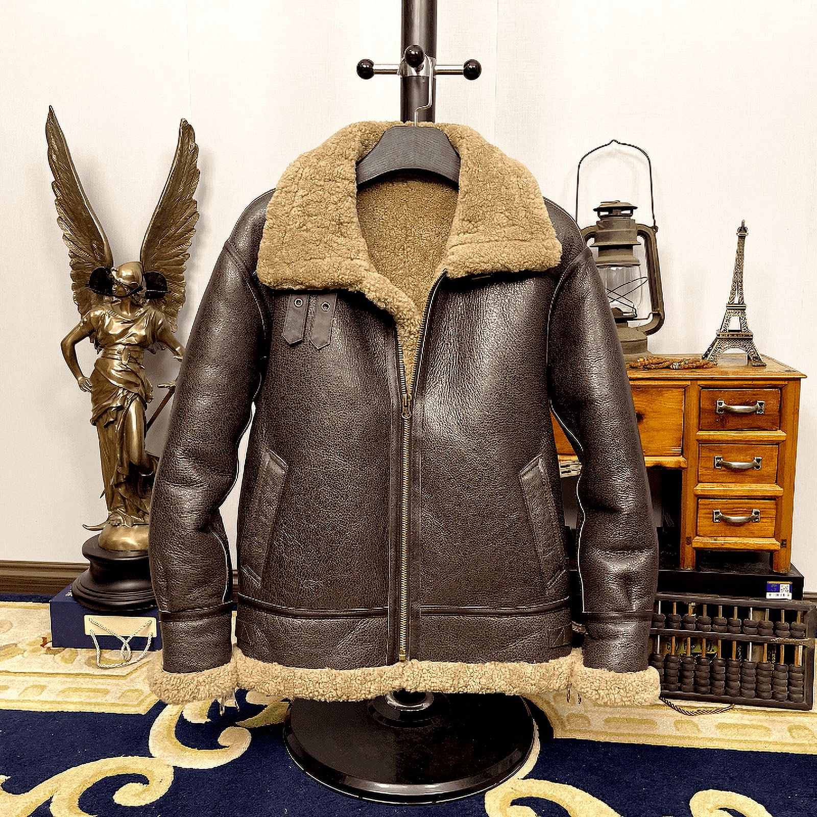 Man Winter Fashion Coat Genuine Leather Natural Real Sheepskin