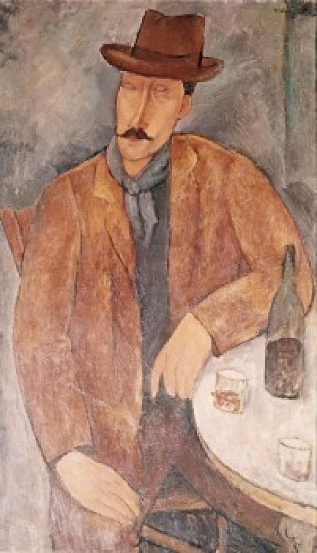 Man With A Wine Glass Amedeo Modigliani (1884-1920 Italian) Canvas Art - Amedeo Modigliani (24 x 36)