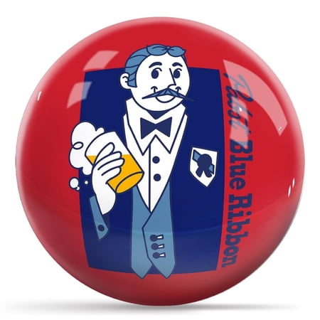 Man With Beer Bowling Ball (Pabst Blue Ribbon) - Red 8lbs