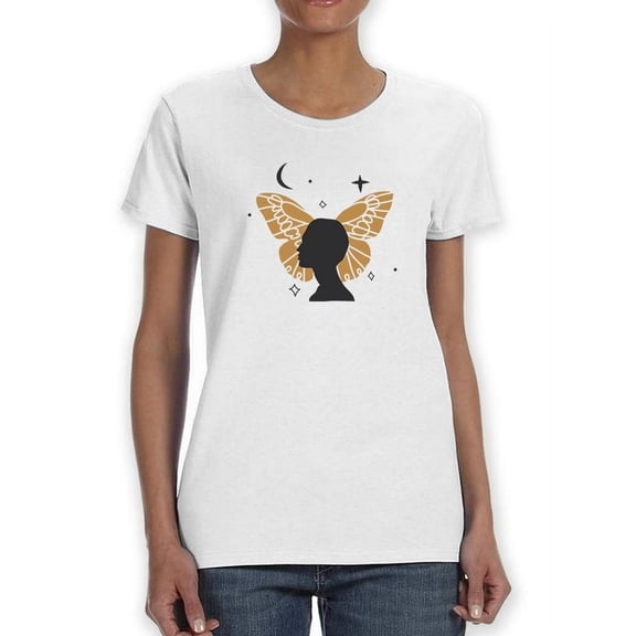 Man With Butterfly Shadows Shaped T-Shirt Women -Image by Shutterstock, Female Small